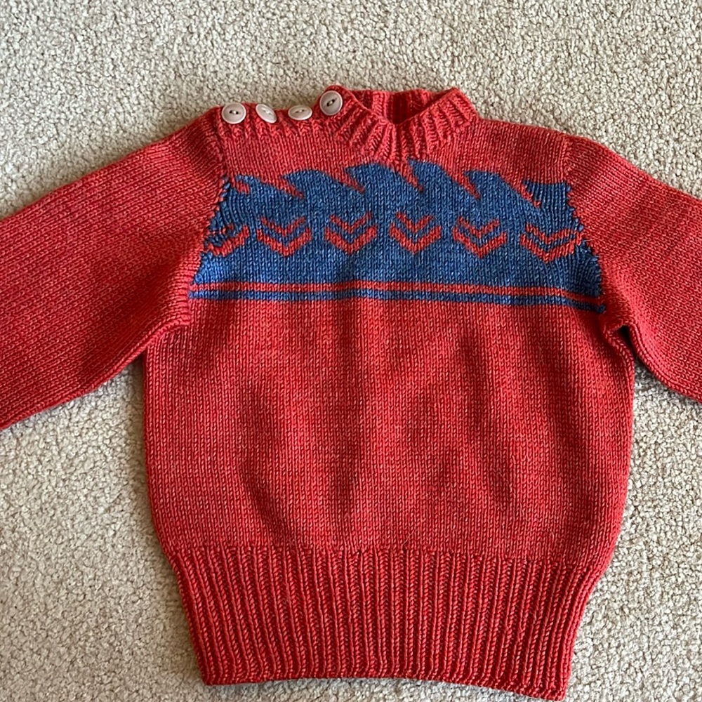 Hand knit acrylic sweater approximately size 2T